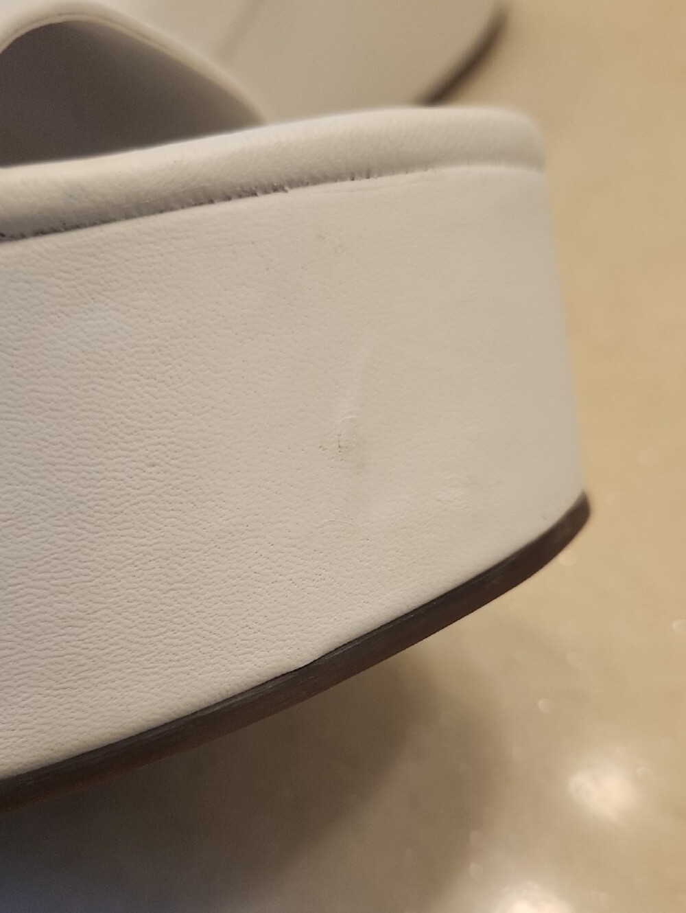 SCHUTZ White Leather Upper 3 1/2" Platform Slide Slip On Solid Sandals - Picture 9 of 10